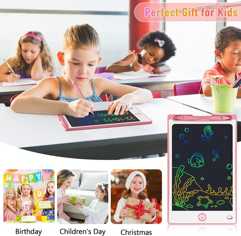 Hockvill LCD Writing Tablet for Kids 8.8 Inch, Drawing Pad for 3-8 Year Olds, Toddler Doodle Board Travel Gift - Pink