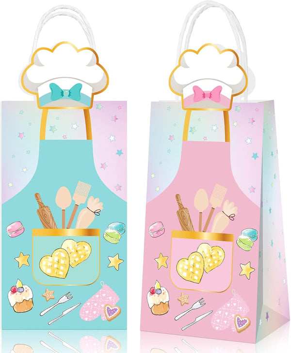 Liliful 16 Pcs Baking Party Favors Little Bakers Gift Bags with Handles, Bakery Pattern Goodie Bags for Kids & Adults