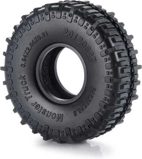 MOHERO 4PCS 1.0" Mud Grappler Rubber Tyre 62 * 22MM for Axial SCX24 90081 AXI00001 002 004 005 006 RC Crawler Car (A