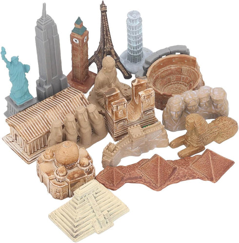 FOSA Miniature Ancient Buildings Toys, 17PCS Mini Around The World City Miniatures for Diorama Projects