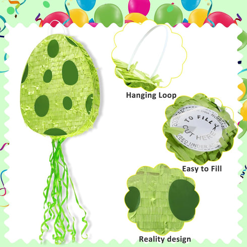 16 12 3 Lenwen Dinosaur Egg Piata x x in Pull String Easter Eggs Piata Bundle with Stick Blindfold Confetti