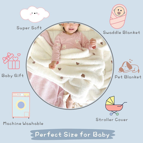SEVDO Cozy 3140, Ultra Soft Embroidery Baby Receiving Blankets for Unisex Girls Boys, Neutral Toddler Swaddle Blanket