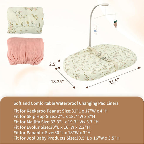 ChildLike 2 Pack 32"x16" Changing Pad Cover for Boys Girls,Ultra Soft Breathable Cotton Diaper Chang Table