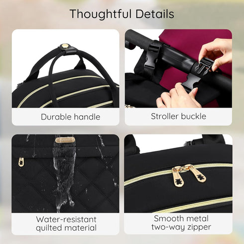 ViveVoy Backpack, Diaper Bag Travel Essential Baby Bag, Multi-Functional Waterproof Quilted Diaper Bag, Baby Essential