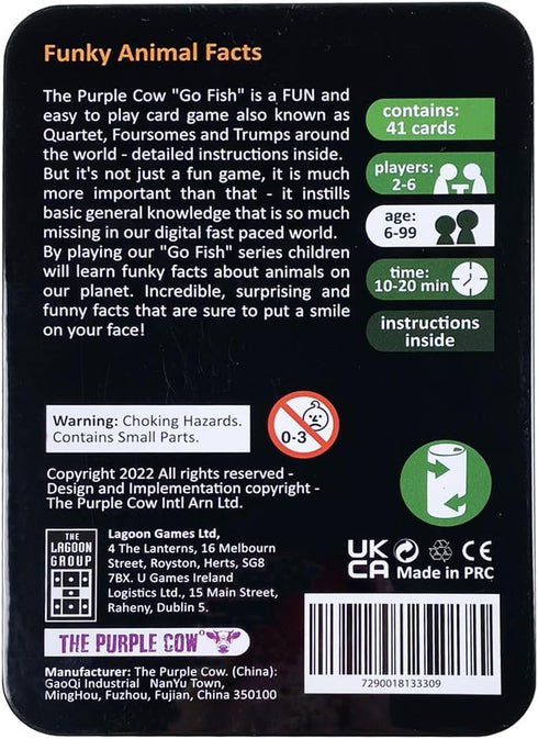 The Purple Cow Go Fish! - Funky Animals Facts, Classic Card Game with General Knowledge BOOST for Ages 6+