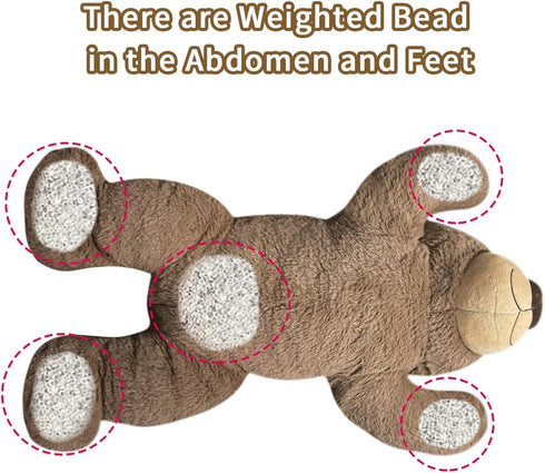 3.5lbs 24" Fiosnow Weighted Stuffed Animals for Adults Brown Bear Weighted Plush Animals for Kids Throw Pillow Hugging