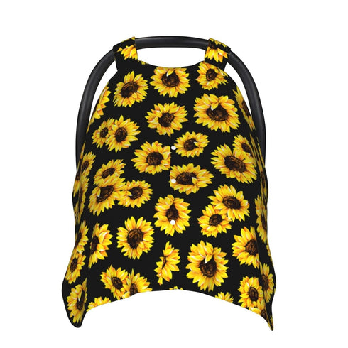Norchzi 39x27.5 Inches Sunflower Baby Car Seat Canopy Cover Multi Use Nursing Cover for Newborn Car Seat Canopy Mom