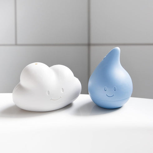 Ubbi Muted Color Cloud and Droplet Silicone Bath Squeeze Toys - Fun Bath Time Toys for Toddlers