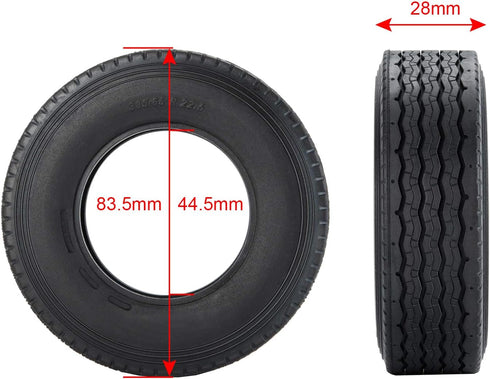2PCS RC Rubber Tires 83.5mm Soft Rubber Mud Tyres for 1/14 Tamiya Truck Tractor Cargo RC Car