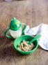 5 Piece Plastic Toddler Silverware Set - Reusable Spoon and Fork Utensils with Hygienic Travel Pouch (Green)