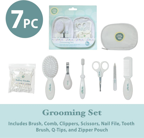 Set 8 Little Me Baby Grooming - Piece Essential Kit with Brush, Comb, Nail Clippers, Nail File, Toothbrush, Safety