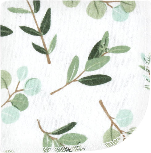 10Pk, Hudson Baby Unisex Baby Flannel Washcloths, Eucalyptus One Size