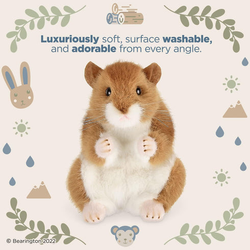 Bearington Collection Cheeks Stuffed Hamster: Adorable Plush Stuffed Hammy, Ultra-Soft 6” Toy, Made with Premium Fill, Expressive Face and Natural Whiskers; Machine Washable, Gift for Animal Lovers