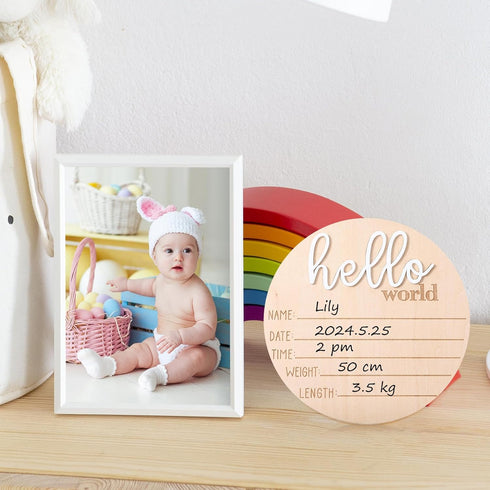 Qianyu 3 Pcs Gender Reveal Sign for Baby Birth Its a Boy Its a Girl Wooden Announcement Sign for Hospital Newborn