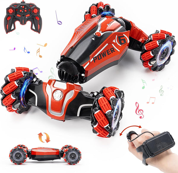 Gesture Sensing RC Stunt Car, 4WD Remote-Controlled Vehicle, Bidirectional Drifting Off-Road with Music & Lights