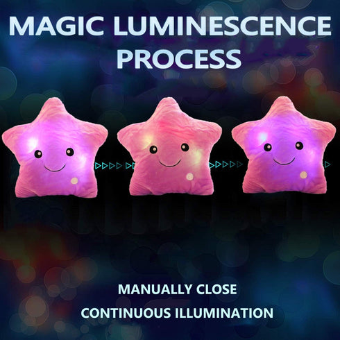 Twinkle Star Shaped Plush Pillow, Creative LED Night Light Glow Cushion for Kids, Decoration (Purple)