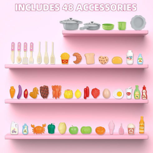Set 3-8 Play Kitchen for Girls and Boys - Realistic Toy Kitchen with Lights, Sounds, and Water Circulation for Ages