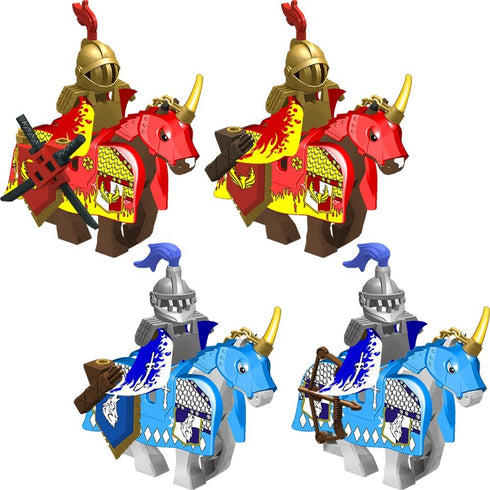 Pack Set Weapon for Minifigures Knight Weapons Accessories Kit Include Armor Helmet Cloaks Shield Barding Horses