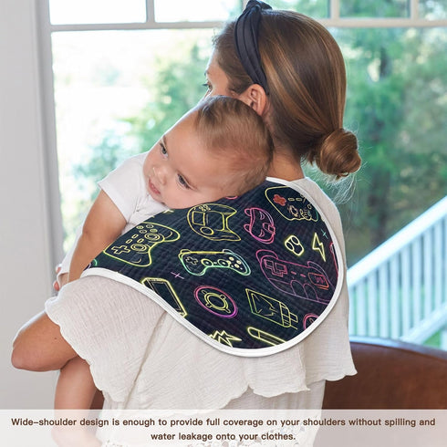 YETTASBIN Gamepad Muslin Baby Burp Cloth, Super Soft Absorbent Cotton Burp Rag Baby Bibs Feeding Cloth for Newborn Boys