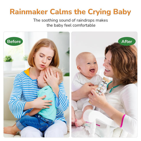 0-3-6-9-12 WODI Wooden Baby Rattle Rainstick Rainmaker Montessori Musical Toy for Infants Toddlers Newborns Months