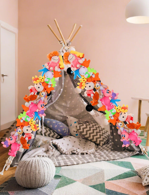 LSLYHTC 2Pcs 40 Stuffed Animals Storage Chain, Hanging Stuffed Animal Holder with Metal Clips, White Cotton Plush Toy