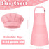 Kids Apron and Chef Hat Set Children Apron Adjustable with 2 Pockets Children Chef Painting for Cooking Baking