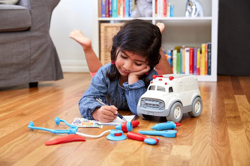 10 Communication Green Toys Ambulance & Doctor's Kit Red/Blue FFP Piece Pretend Play,Motor Skills,Language & Kids Role