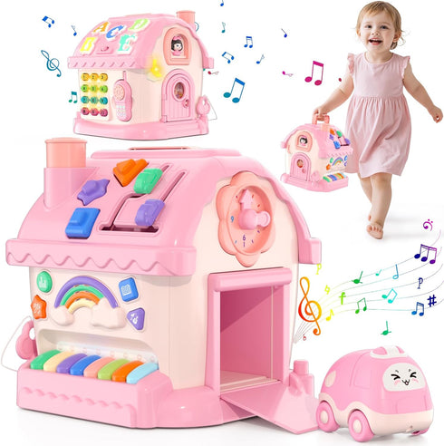1 1st 6-12 12-18 HYES Toys for Year Old Girl Gifts, Musical House Learning Toddler Toys with Story, Letter, Games First