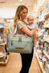 16" FHELAD Diaper Bag Tote, Large Tote Diaper Bag with Laptop Compartment, Baby Bag with Insulated Pocket for Mam