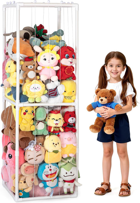 Cerpourt Stuffed Animal Storage,PVC Tube Zoo Stuffed Animal Holder with Elastic Band,Space Save