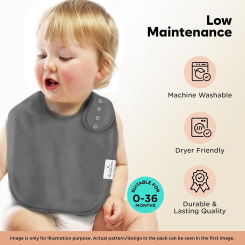 Organic Cotton Baby Bibs – Absorbent Drool Bibs with Snaps for Newborns & Toddlers