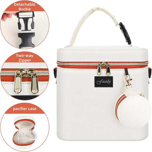 Fxady Pack, 6 9 oz, Breastmilk Cooler Bag with Ice Insulated Baby Bottle Tote Bag for Bottles Up to Clip-On Pouch