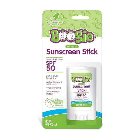 Baby Sunscreen Stick by Boogie Block - Mineral SPF 50 Sunblock for Kids, Travel Size, Water Resistant, Pack of 3