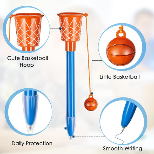 Zonon 32 Pieces Basketball Hoop Pens, Bulk Basketball Party Favors Novelty Pens Stress Balls for Sports Party