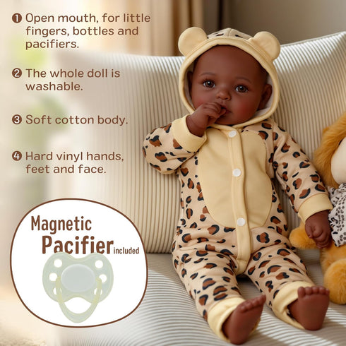 17" 3+ BABESIDE Adorable Lifelike Black Baby Doll - Handmade Realistic African American Baby Dolls with Premium Outfit