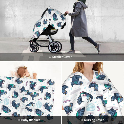 Zhbvncp Funny Pigeons Baby Car Seat Cover & Breastfeeding Nursing Cover - Breathable Stretch Fabric Multi-Use Nursing