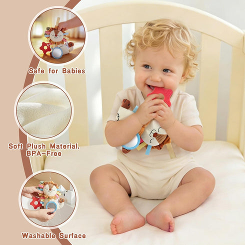0 3 6 12 TYRY.HU Car Seat & Stroller Activity Toy,Soft Plush Cot Hanging Toy, Baby Rattle Toy with Strap,Developmental