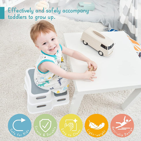 2 Counter Forbena Toddler Step Stool for Bathroom Sink, Step Stool for Kids Toilet Potty Training, Non-Slip Toddlers