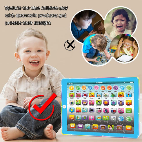 Kids Tablet Learning Pad, Toddler Tablet with ABC Word Song Music Number for Educational Preschool Boys & Girls