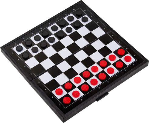BUYESS 9.8 9.8 inches Set Magnetic Checkers Board Game and Magnetic Checker Pieces, x Mini Portable Travel