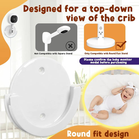 Terixe 2 Pack Wall Mount Bracket Compatible with Nanit Flex Multi-Stand - Round, White, Durable ABS Material, Easily