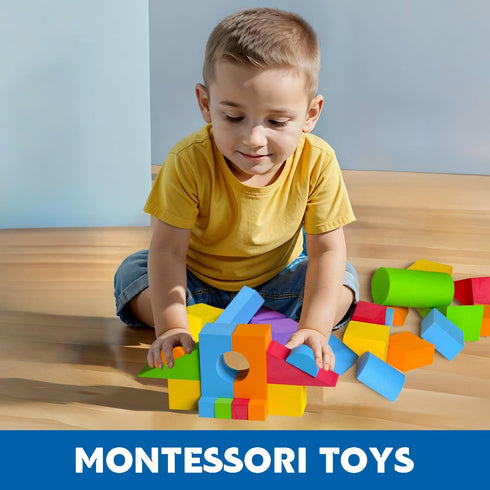 Large Building Blocks for Toddlers 2-3, Big Foam Bath Toys, Soft Stacking Blocks Set for 18+ Month Olds