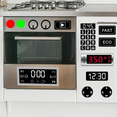 Play Kitchen Decals Stove Cooker Microwave Oven Stickers Vinyl Toy Stove Sticker DIY Replacement Kitchen Stickers Toy