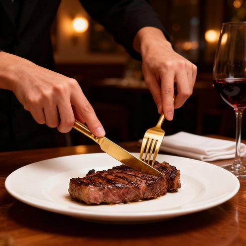 Calolin Set, Set, Set Gold Silverware Stainless Steel Flatware Include Knife, Fork and Spoons, Luxury Polished Gold