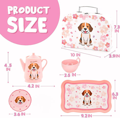 Set 3-8, Lajeje Dog Toys for Kids Plastic Tea Party for Toddlers & Little Girls Ages Puppy-Themed Pretend Play Kitchen