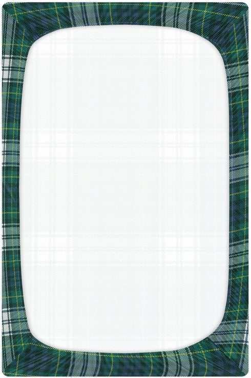 Emelivor Tartan Plaid Green Baby Crib Sheets for Boys Girls Mini Crib Sheets Fitted Crib Mattress Sheet for Newborn