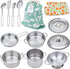 Play Pots and Pans Toys for Kids - Mini Stainless Steel Cooking Utensils Kitchen Playset for Ages 3 and Up