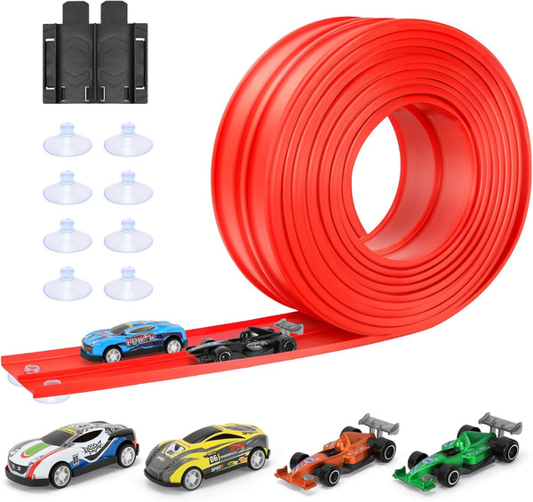 KETIEE Flex Tracks 16Ft for Kids: Flexible Race Car Ramp Track with