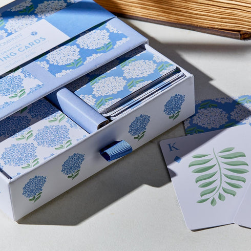 Two's Company Hydrangea Double Deck Textured Playing Cards - Gift Box with 2 Colorways, 52 Cards Each