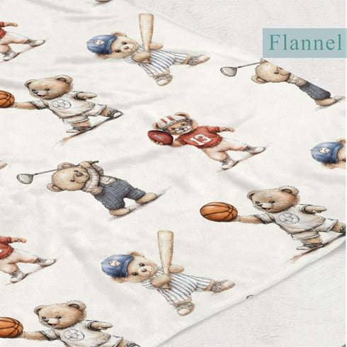 Wicbfdfv 60x80inch Cute Sport Bears Golf Baseball Basketball Baby Boy Girl Blankets Sports Lover Gift White Flannel